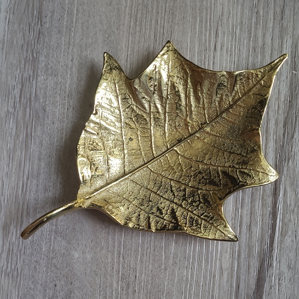 Gold Leaf-Shaped Brooch